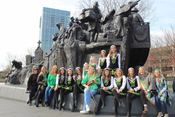 Visitors to the Irish Memorial in Philadelphia