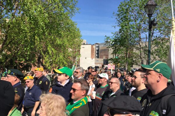 Crowds at the Irish Memorial in Philadelphia
