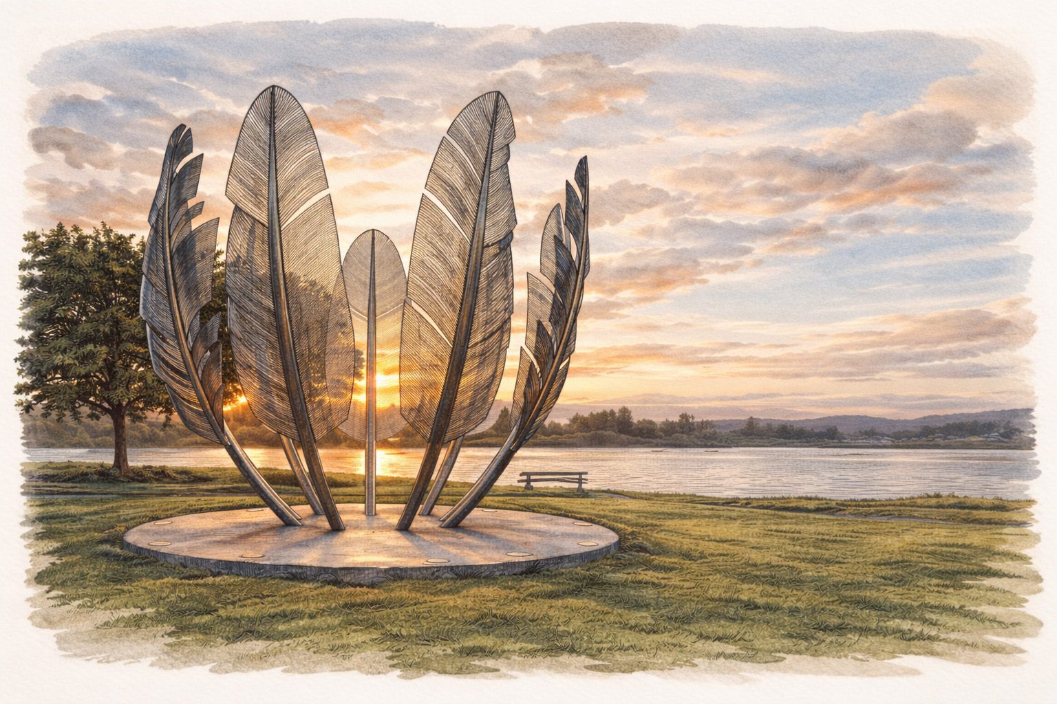Illustration of the Kindred Spirit Sculpture in County Cork.