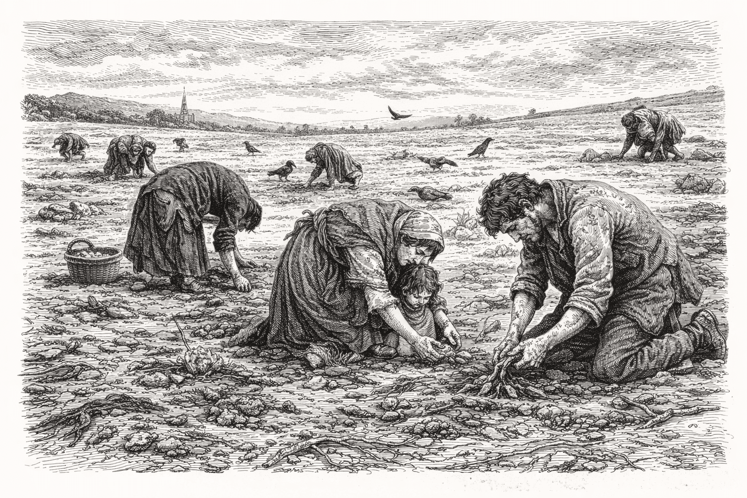 Illustration of the famine fields in West Kerry during the Great Hunger.