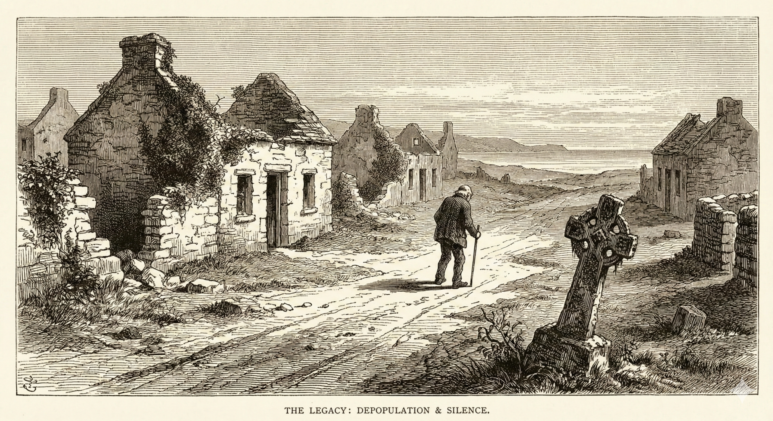 The Great Hunger in Ireland left villages completely abandoned.