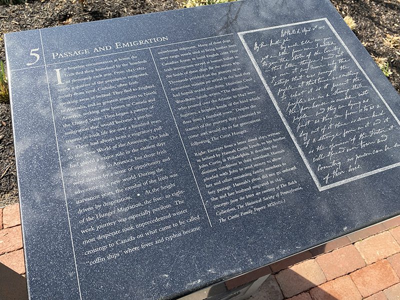 Passage & Emigration Story at the Irish Memorial in Philadelphia