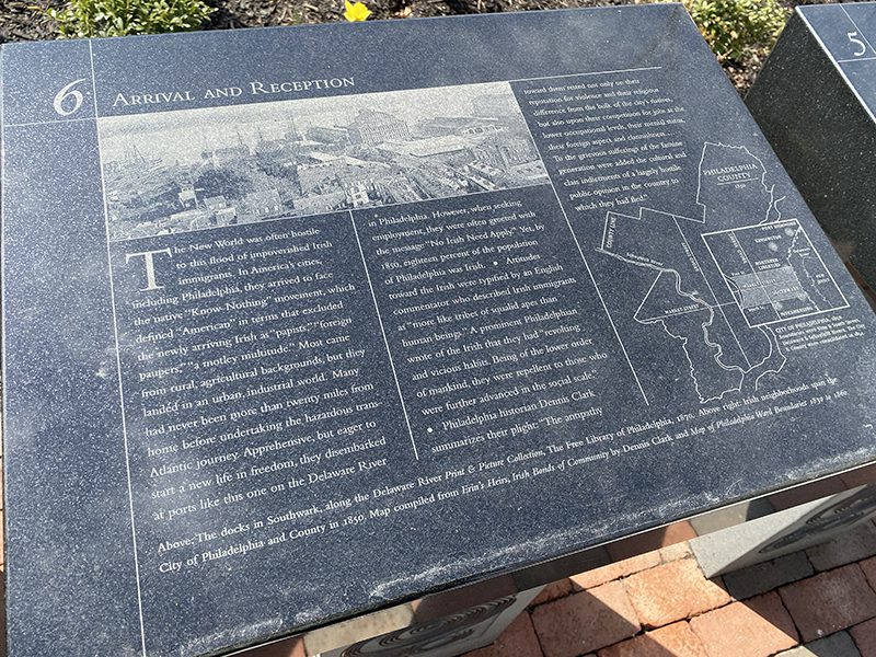 Arrival and Reception story at the Irish Memorial in Philadelphia